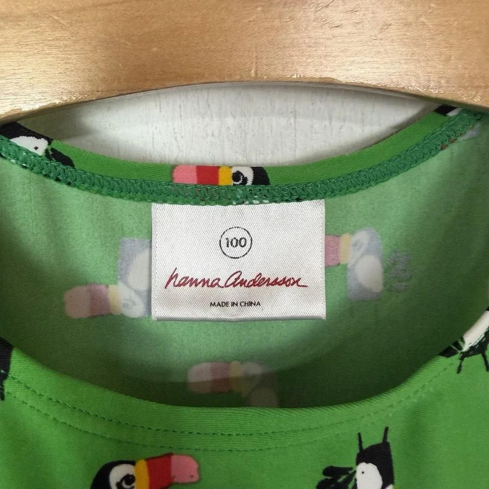 Hanna Andersson Swim Dress Green Toucan Print Summer Beach Vacation SZ 4 (100) - Picture 6 of 10